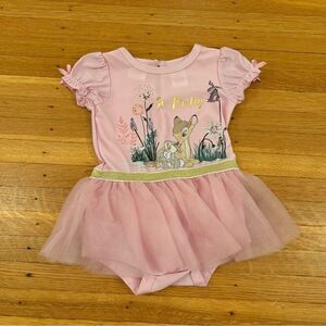 Disney Baby Bambi Pink Bodysuit Onesie Tulle Tutu Dress